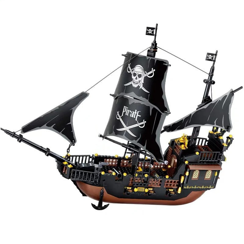 Jubepk Bateau Pirate Des Caraïbes – Jouet Éco-Responsable Avec Voiles, Canons, Drapeau – Déco Et Jeu Imaginatif