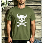 T-shirt pirate crâne cornu blanc