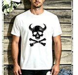 T-shirt pirate crâne cornu blanc