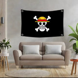 Drapeau pirate One Piece à crâne moustachu