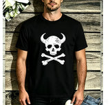 T-shirt pirate crâne cornu blanc