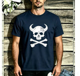T-shirt pirate crâne cornu blanc