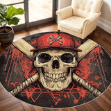 Tapis rond pirate tête de mort