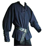 Chemise pirate à laçage, noir ou blanc