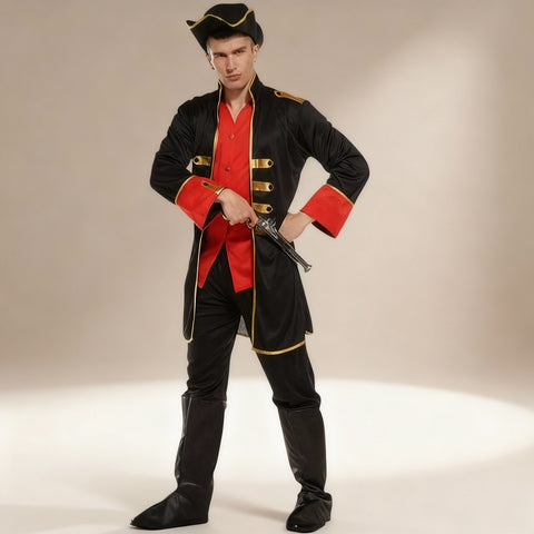 Déguisement Pirate Homme Rouge et Noir