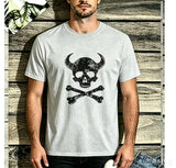 T-shirt pirate crâne cornu blanc