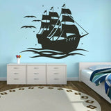 Stickers pirate bateau - noir et rose