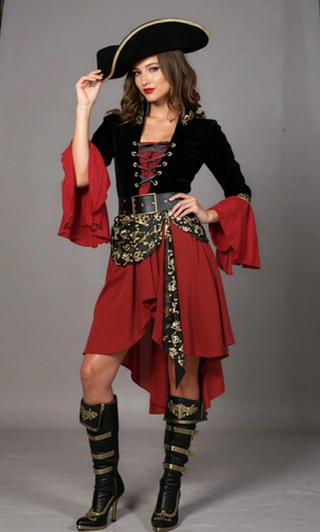 Dress Up America Pirate Costume For Men - Corsair Outfit With Jacket, Pants, Accessories, Size Large